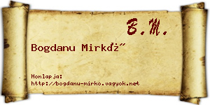 Bogdanu Mirkó névjegykártya